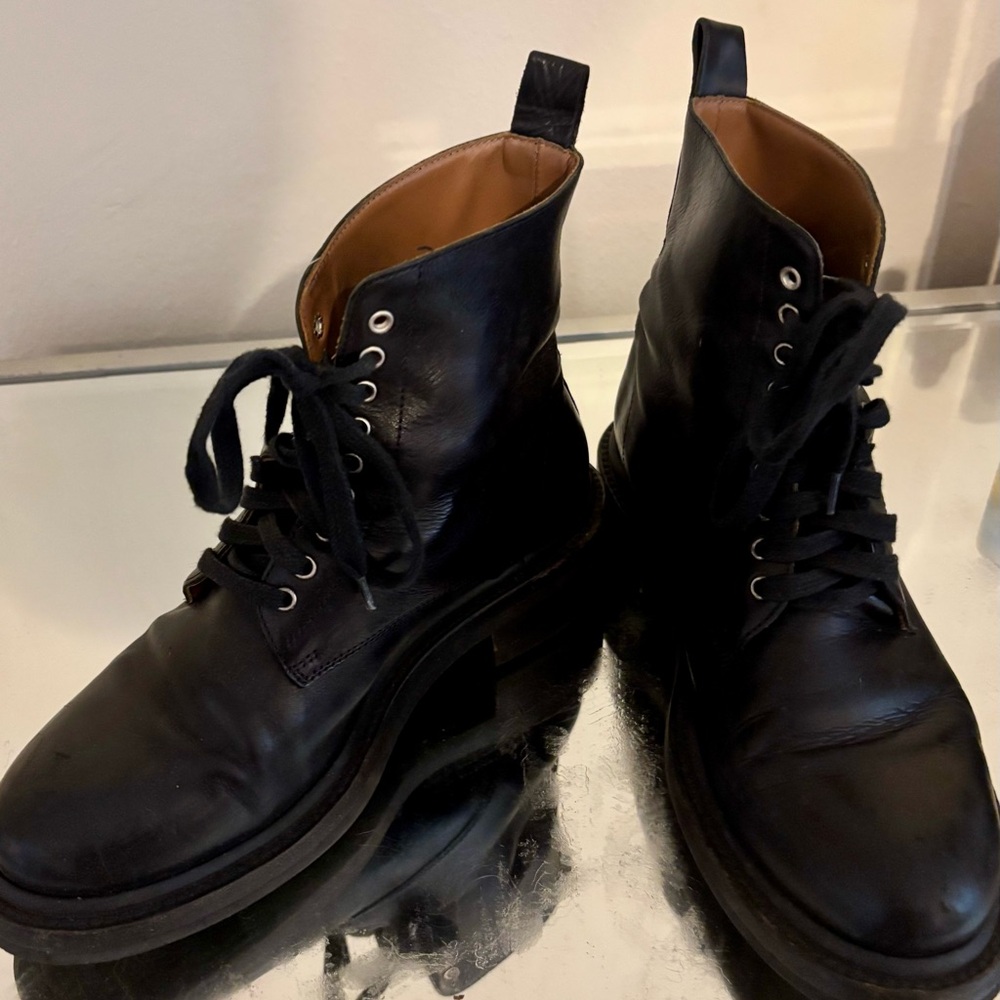 Women’s Frye Alice Black Leather Combat Boots - Picture 13 of 14